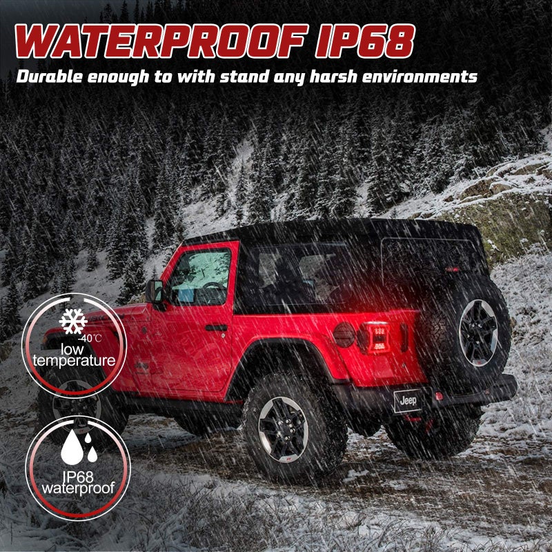 BUNKER INDUST LED Tail Lights Replacement for 2018-2025 Jeep Wrangler JL/4xe Accessories, Rear Tail Lamp Kit Brake Stop Light Turn Signal Light Reverse Back Up Assembly, Smoked - Image 5